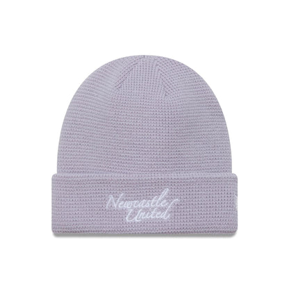 This is a Newcastle United FC Womens Seasonal Pastel Purple Cuff Knit Beanie Hat 1