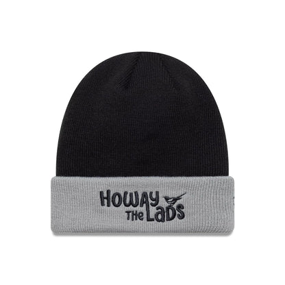 This is a Newcastle United FC Youth Wordmark Black Cuff Knit Beanie Hat 1