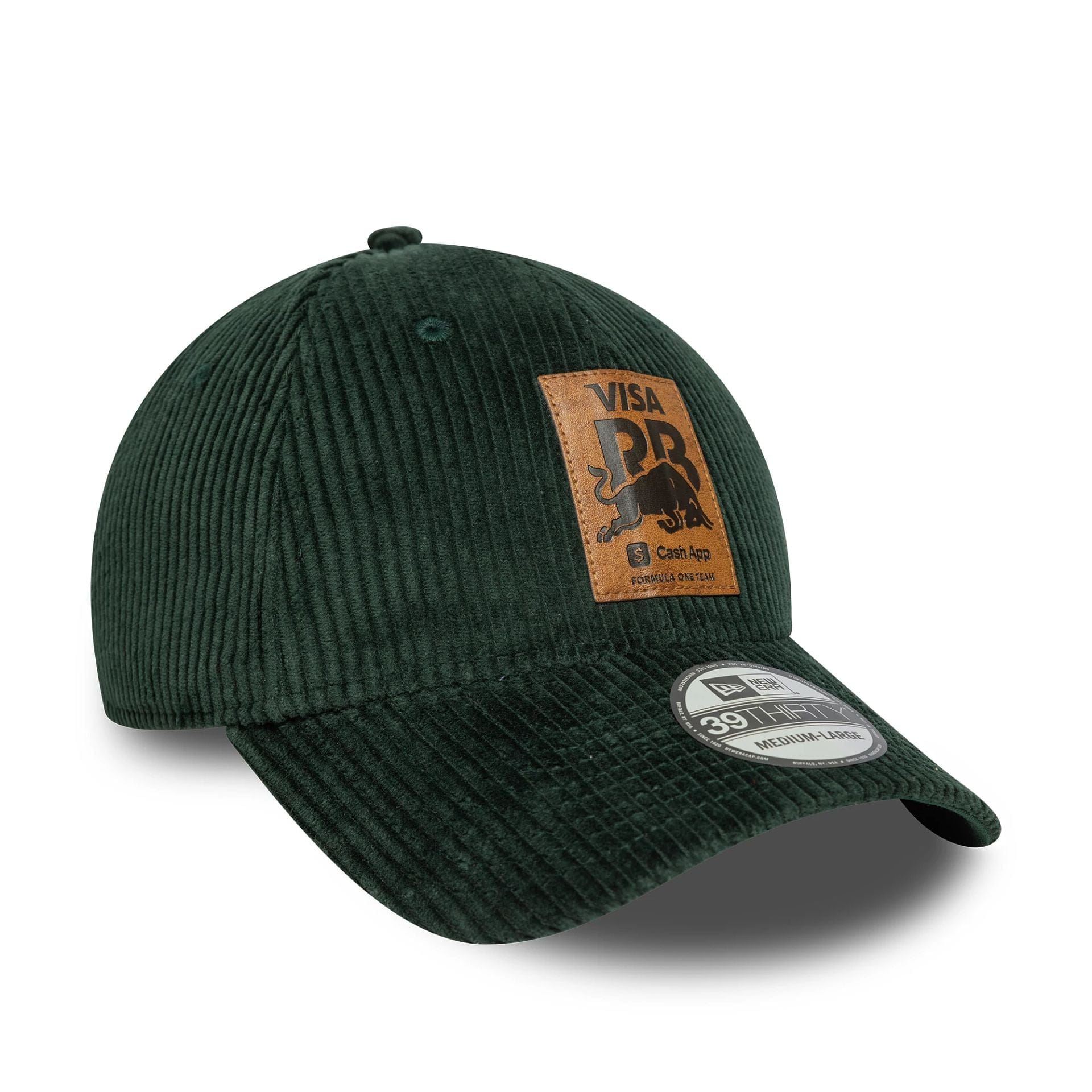 This is a Visa Cash App Racing Bulls Cord Dark Green 39THIRTY Stretch Fit Cap 3