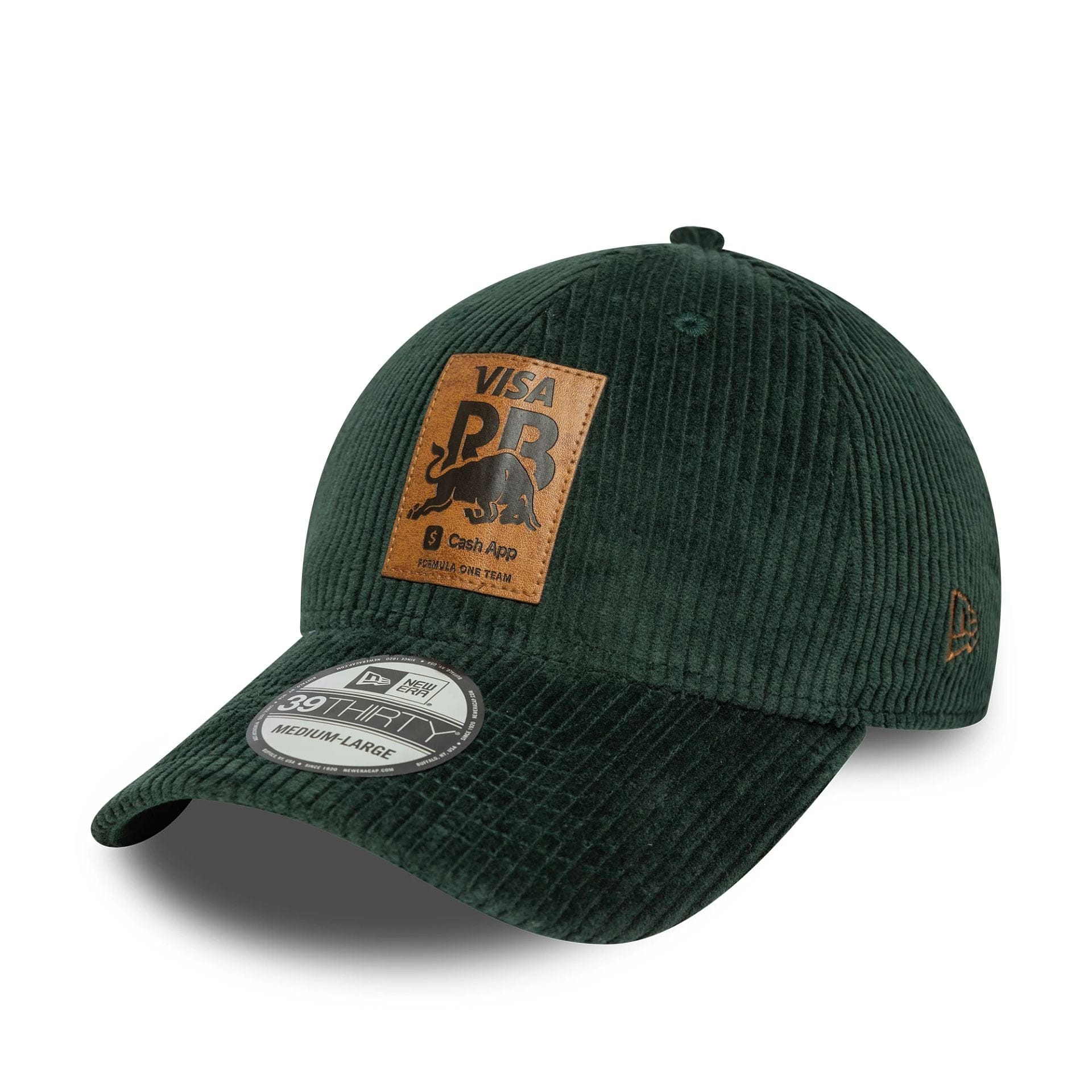 This is a Visa Cash App Racing Bulls Cord Dark Green 39THIRTY Stretch Fit Cap 1