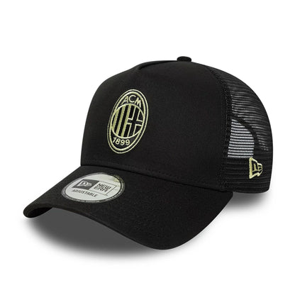 This is a AC Milan Seasonal Black 9FORTY E-Frame Trucker Adjustable Cap 1