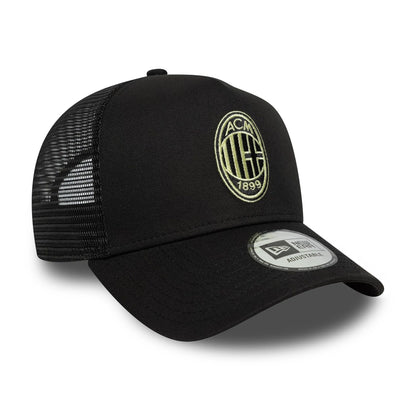 This is a AC Milan Seasonal Black 9FORTY E-Frame Trucker Adjustable Cap 3