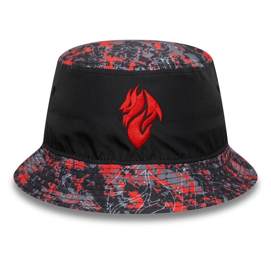 This is a AC Milan Grime All Over Print Black Bucket Hat 2