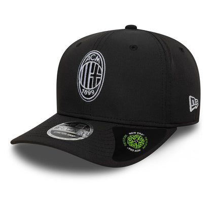 This is a AC Milan Recycled Black 9SEVENTY Stretch Snap Adjustable Cap 1