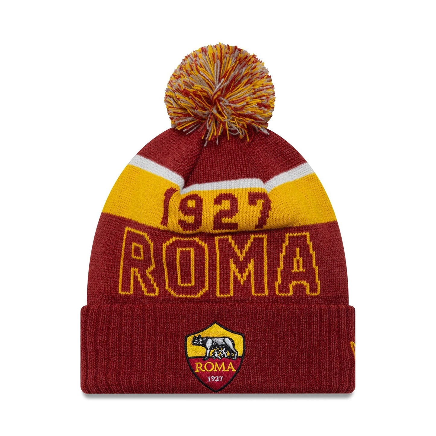 This is a AS Roma Dark Red Sport Knit Beanie Hat 1