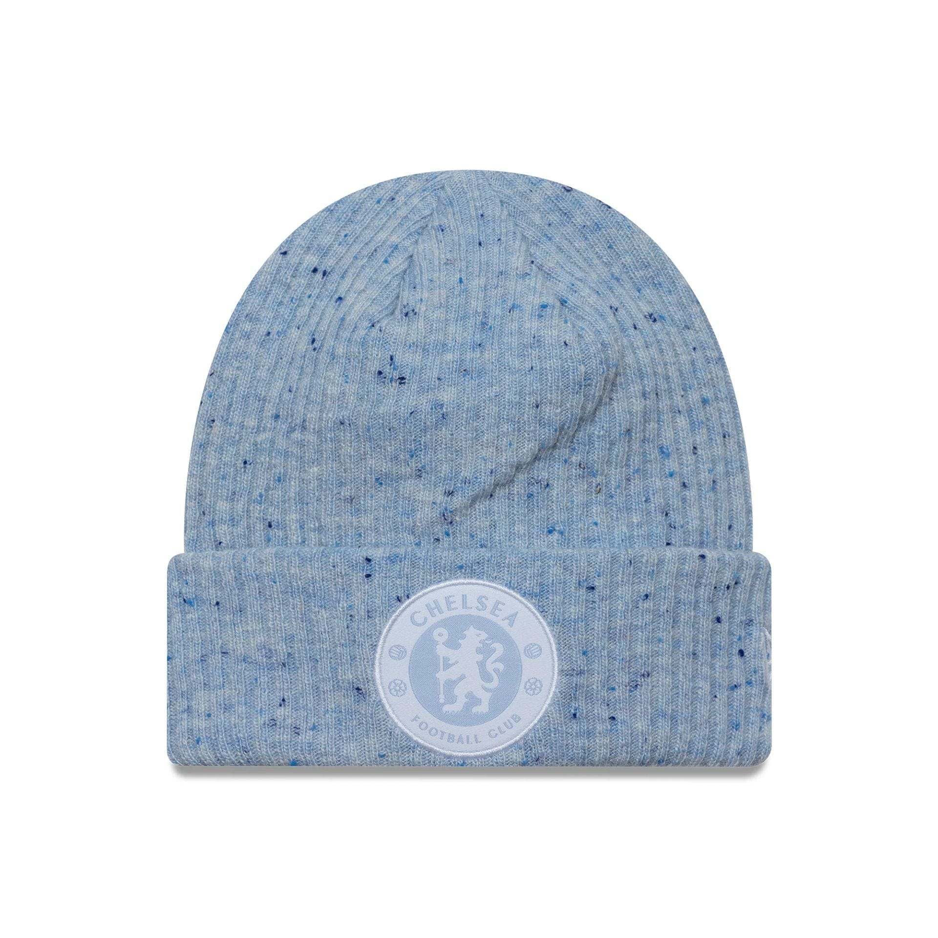 This is a Chelsea FC Lion Crest Fleck Crest Grey Cuff Knit Beanie Hat 1