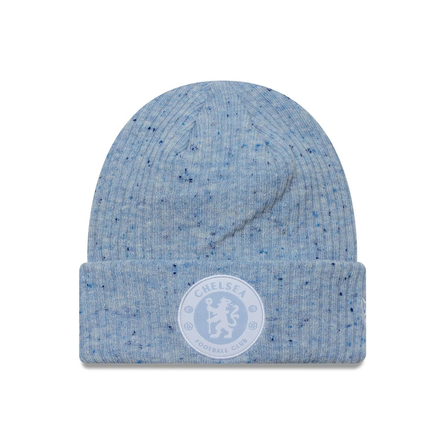 This is a Chelsea FC Lion Crest Fleck Crest Grey Cuff Knit Beanie Hat 1