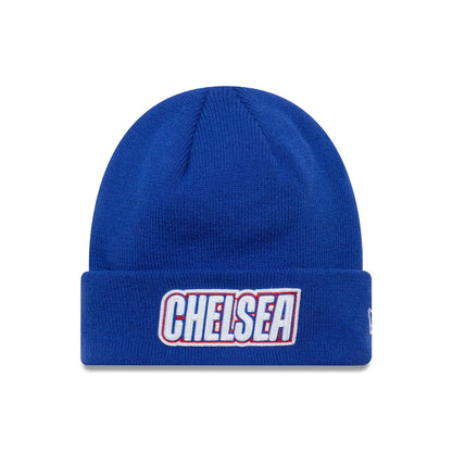 This is a Chelsea FC Lion Crest Keyline Blue Cuff Knit Beanie Hat 1