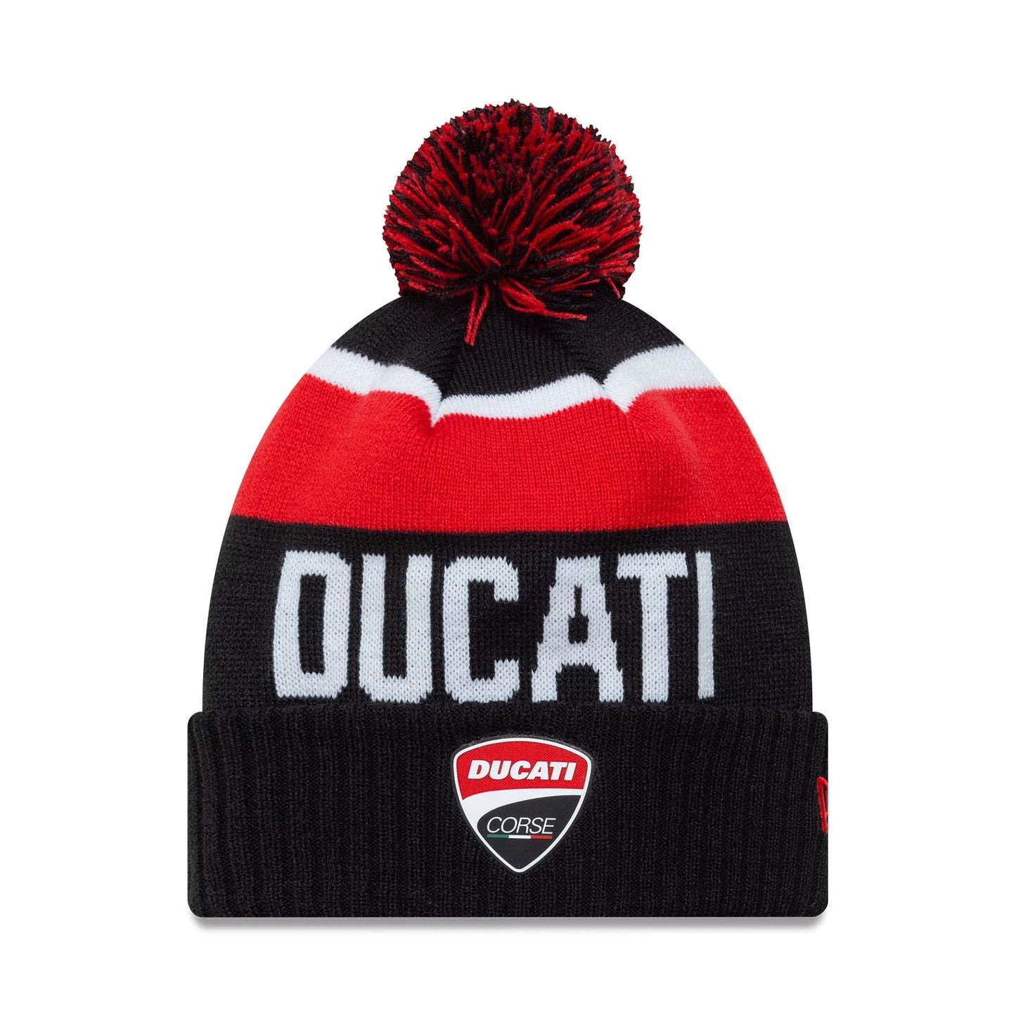 This is a Ducati Motor Logo Black Sport Knit Beanie Hat 1