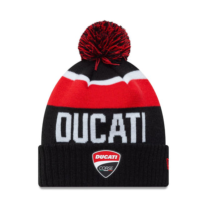 This is a Ducati Motor Logo Black Sport Knit Beanie Hat 1