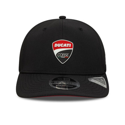 This is a Ducati Motor Logo Recycled Black 9SEVENTY Stretch Snap Adjustable Cap 2