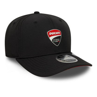 This is a Ducati Motor Logo Recycled Black 9SEVENTY Stretch Snap Adjustable Cap 3