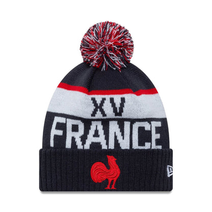 This is a French Federation Of Rugby FFOR Navy Sport Knit Beanie Hat 1