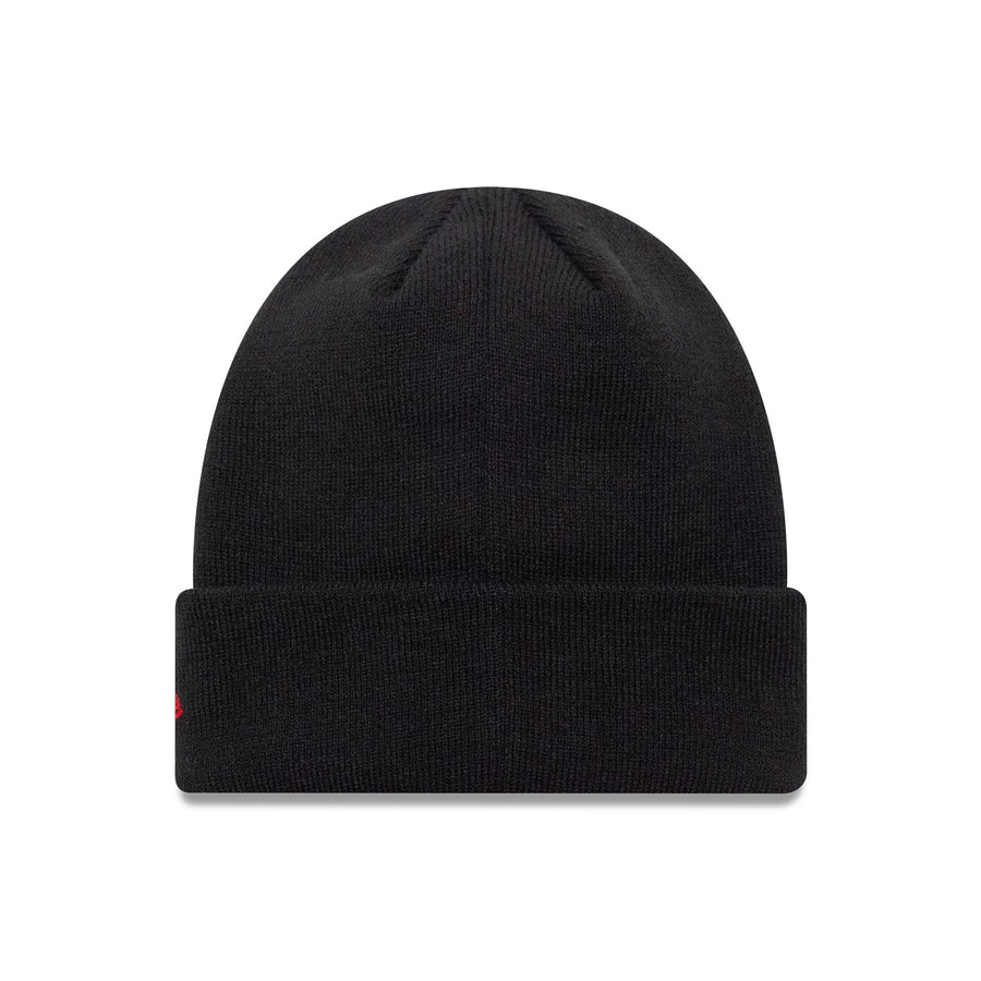 This is a Manchester United FC Side Stripe Black Cuff Knit Beanie Hat 2