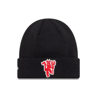 This is a Manchester United FC Vintage Black Cuff Knit Beanie Hat 2