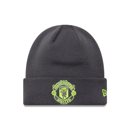 This is a Manchester United FC Seasonal Dark Grey Cuff Knit Beanie Hat 1