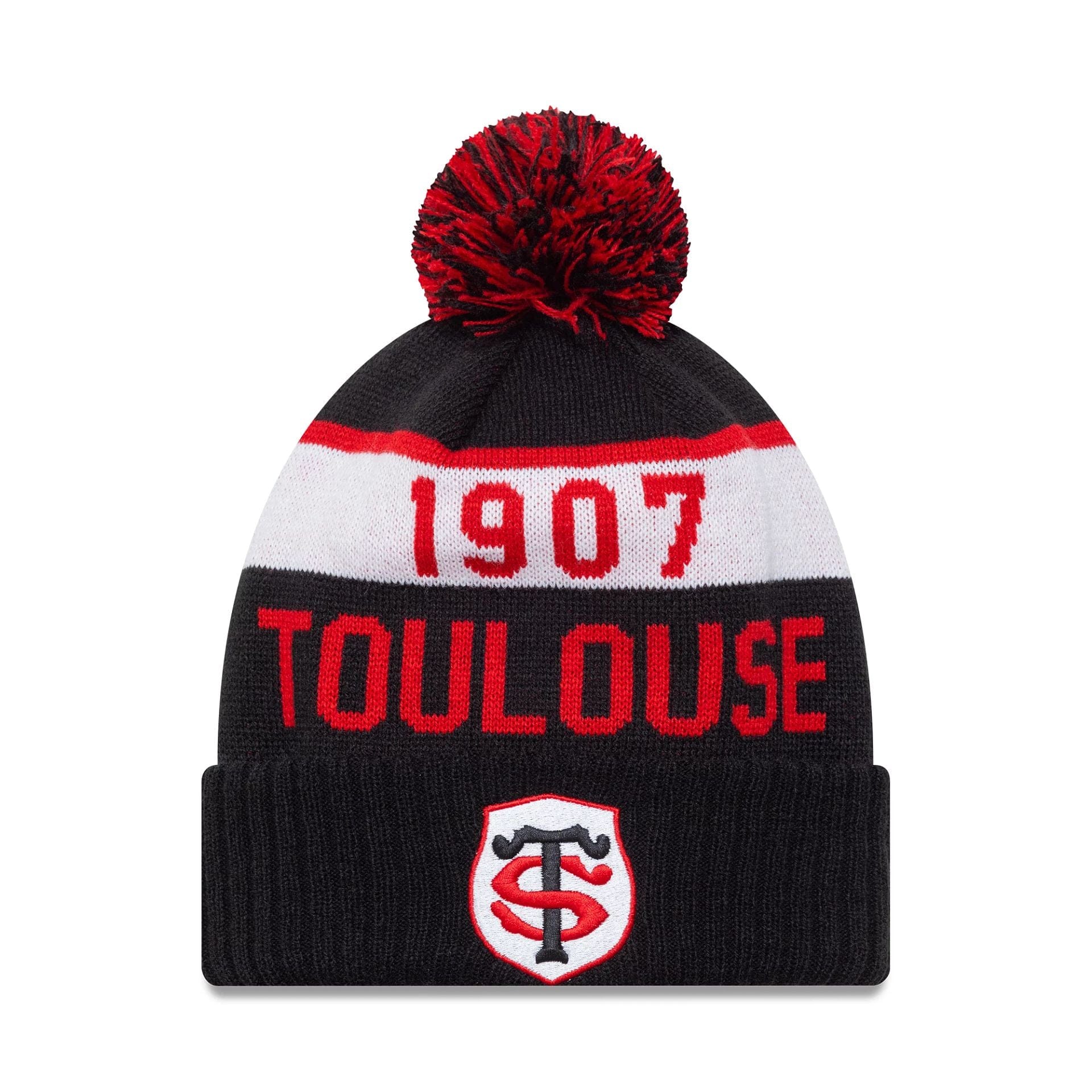 This is a Stade Toulousain Black Sport Knit Beanie Hat 1
