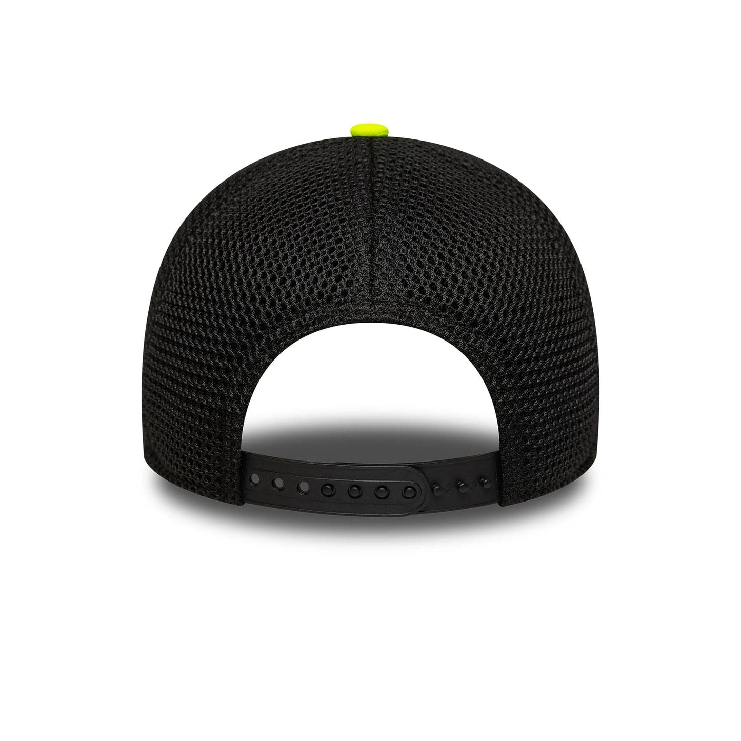 This is a VR46 Vale Black 9FORTY E-Frame Trucker Adjustable Cap 4