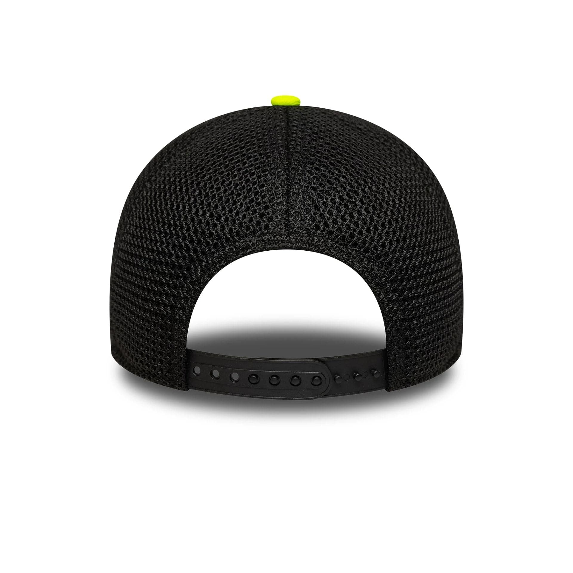 This is a VR46 Vale Black 9FORTY E-Frame Trucker Adjustable Cap 4