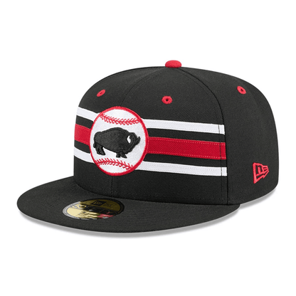 This is a Buffalo Bisons MiLB Theme Night Black 59FIFTY Fitted Cap 1