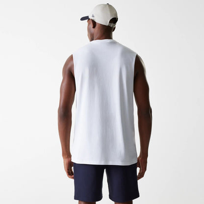 The Male model is wearing New York Yankees MLB Midi White Sleeveless T-Shirt 2