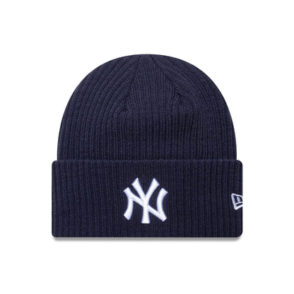 This is a New York Yankees MLB Navy Wide Cuff Knit Beanie Hat 1