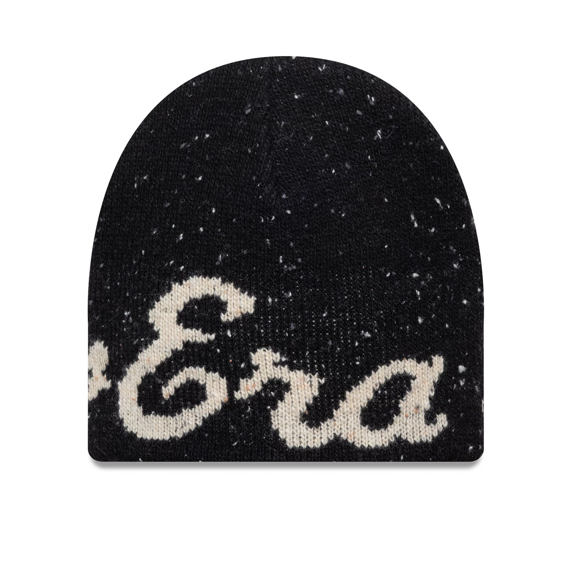 This is a New Era Heritage Black Skull Knit Beanie Hat 2