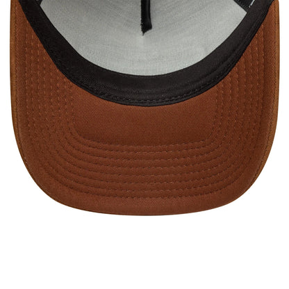 This is a New Era Oval Patch Suede Cream 9FORTY E-Frame Trucker Adjustable Cap 5