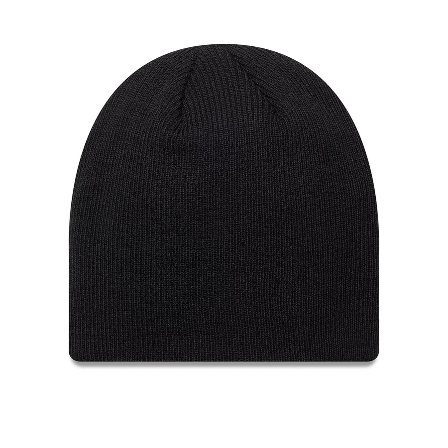 This is a New Era Essential Black Skull Knit Beanie Hat 2