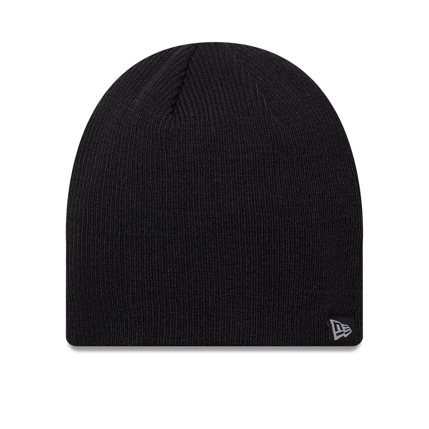 This is a New Era Essential Black Skull Knit Beanie Hat 1