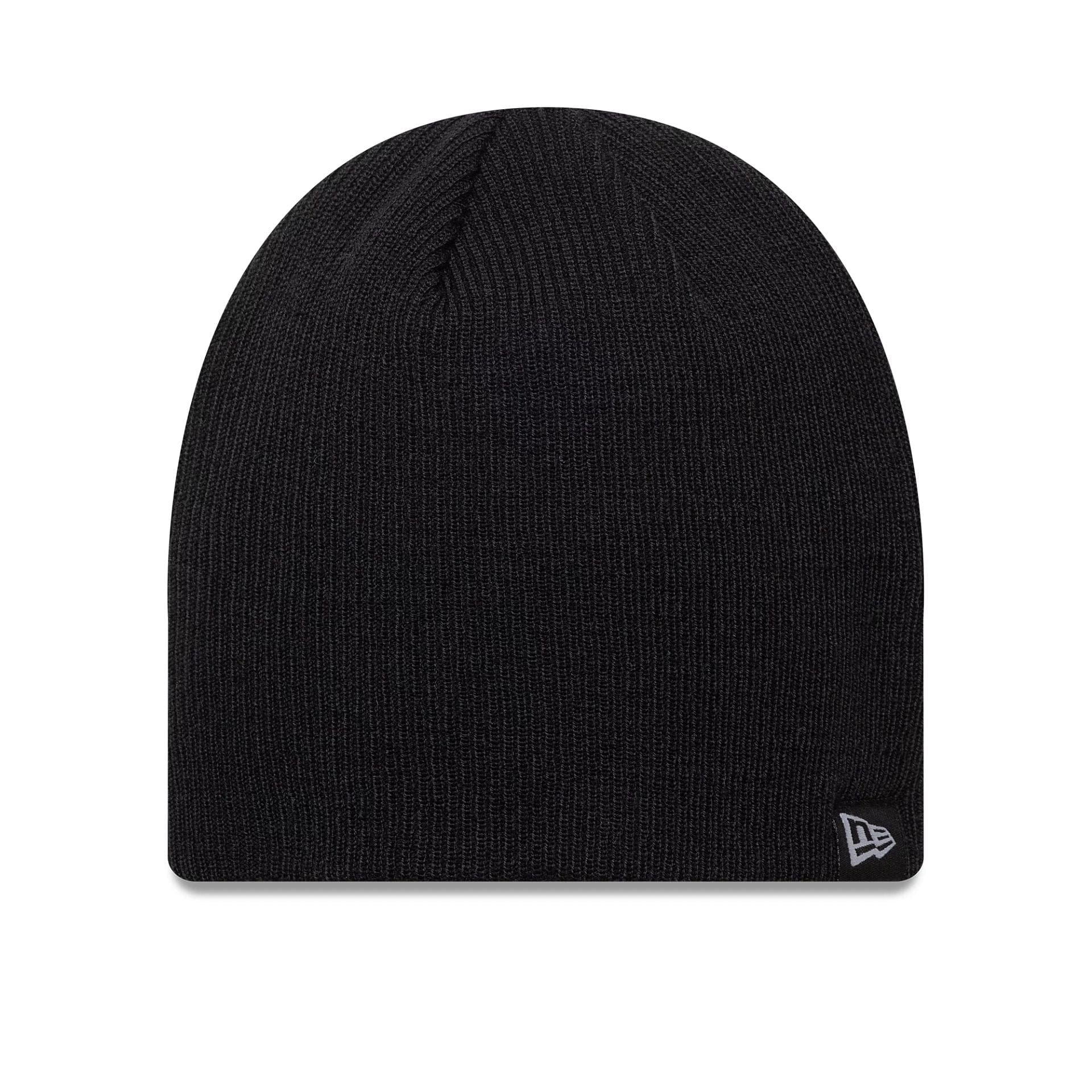 This is a New Era Essential Black Skull Knit Beanie Hat 1