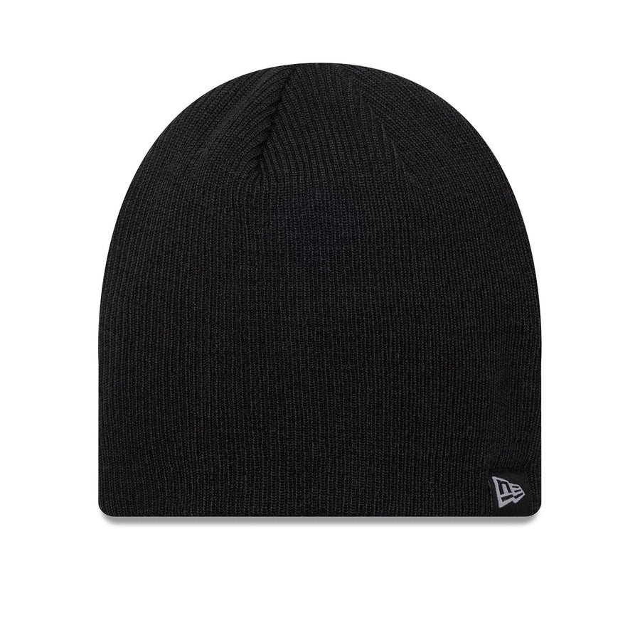 This is a New Era Essential Black Skull Knit Beanie Hat 1
