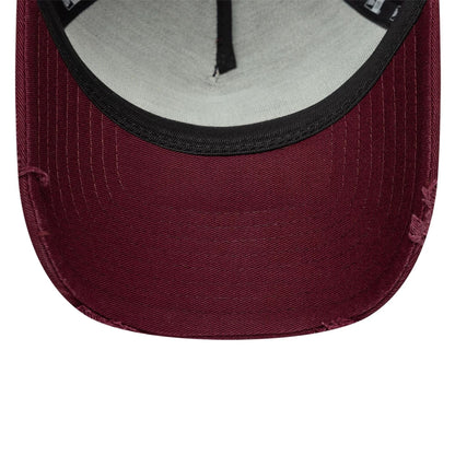 This is a New Era Patch Distressed Dark Red 9FORTY E-Frame Adjustable Cap 5