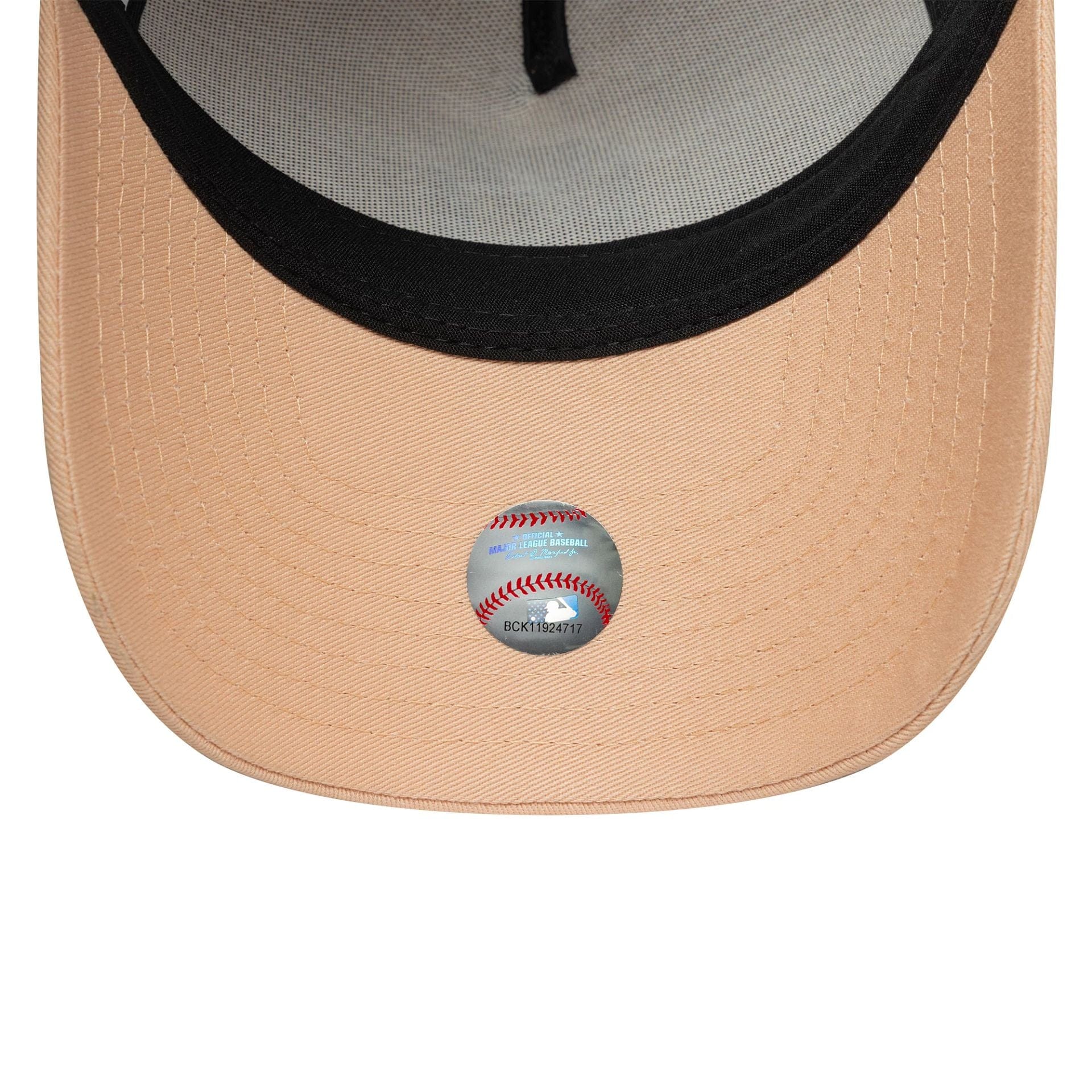 This is a New York Yankees Womens MLB League Essential Pastel Orange 9FORTY A-Frame Trucker Adjustable Cap 5