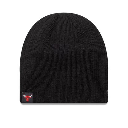 This is a Chicago Bulls NBA Essential Black Skull Knit Beanie Hat 1
