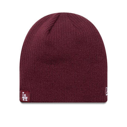This is a LA Dodgers MLB Essential Dark Red Skull Knit Beanie Hat 1