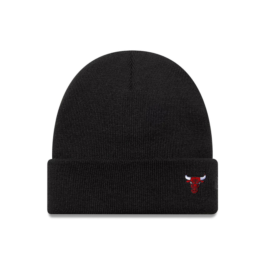 This is a Chicago Bulls NBA Mini Logo Black Cuff Knit Beanie Hat 1