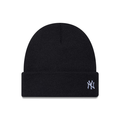 This is a New York Yankees MLB Mini Logo Navy Cuff Knit Beanie Hat. 1