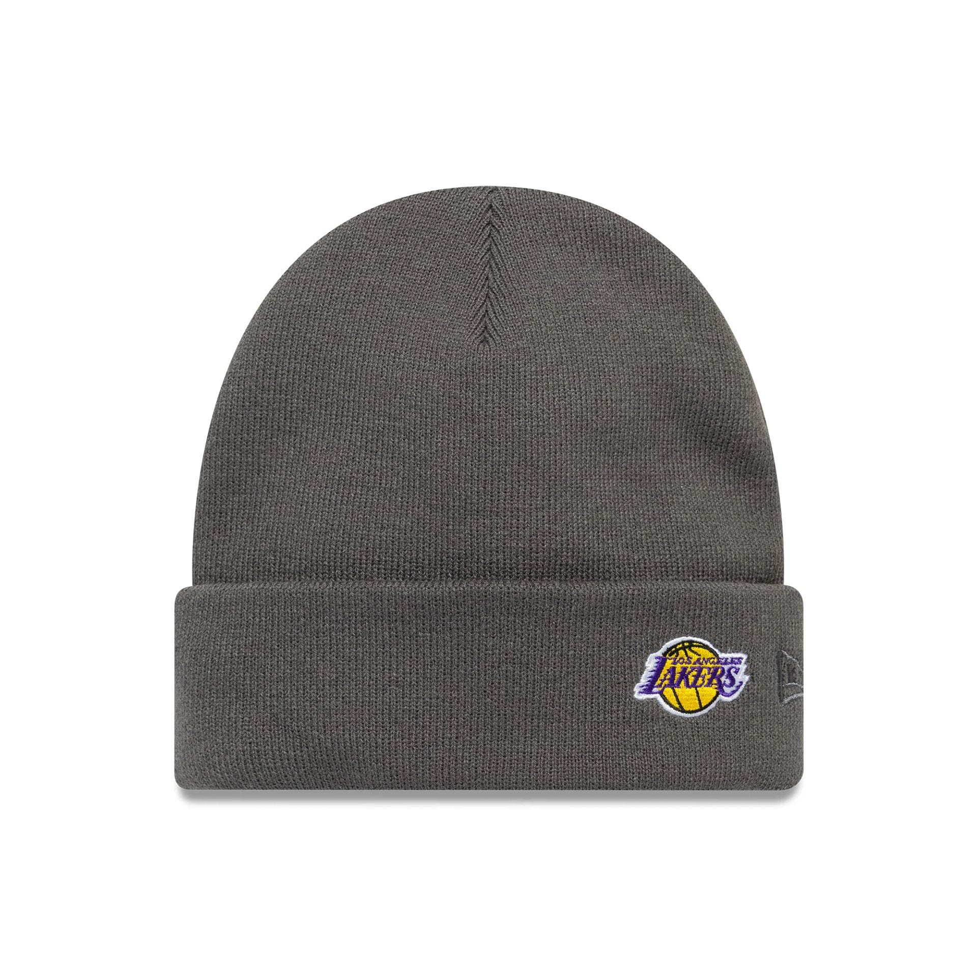 This is a LA Lakers NBA Mini Logo Dark Grey Cuff Knit Beanie Hat.  1