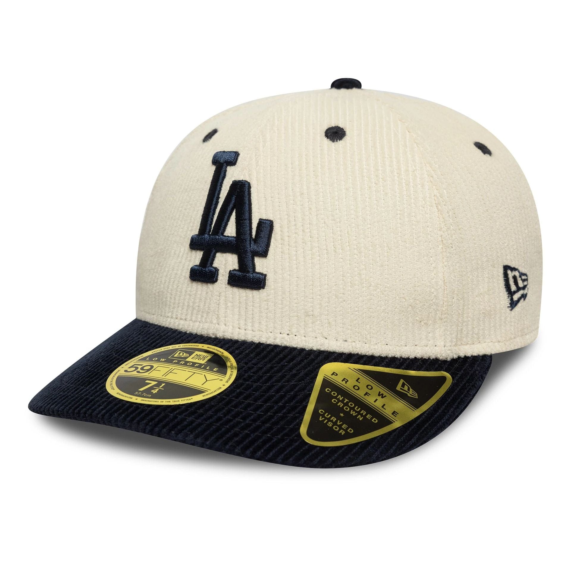 This is a LA Dodgers MLB Cord Cream Low Profile 59FIFTY Fitted Cap 1