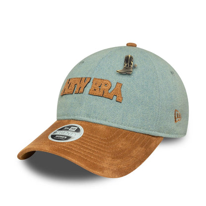 This is a Womens New Era Western Pastel Blue 9TWENTY Adjustable Cap 1