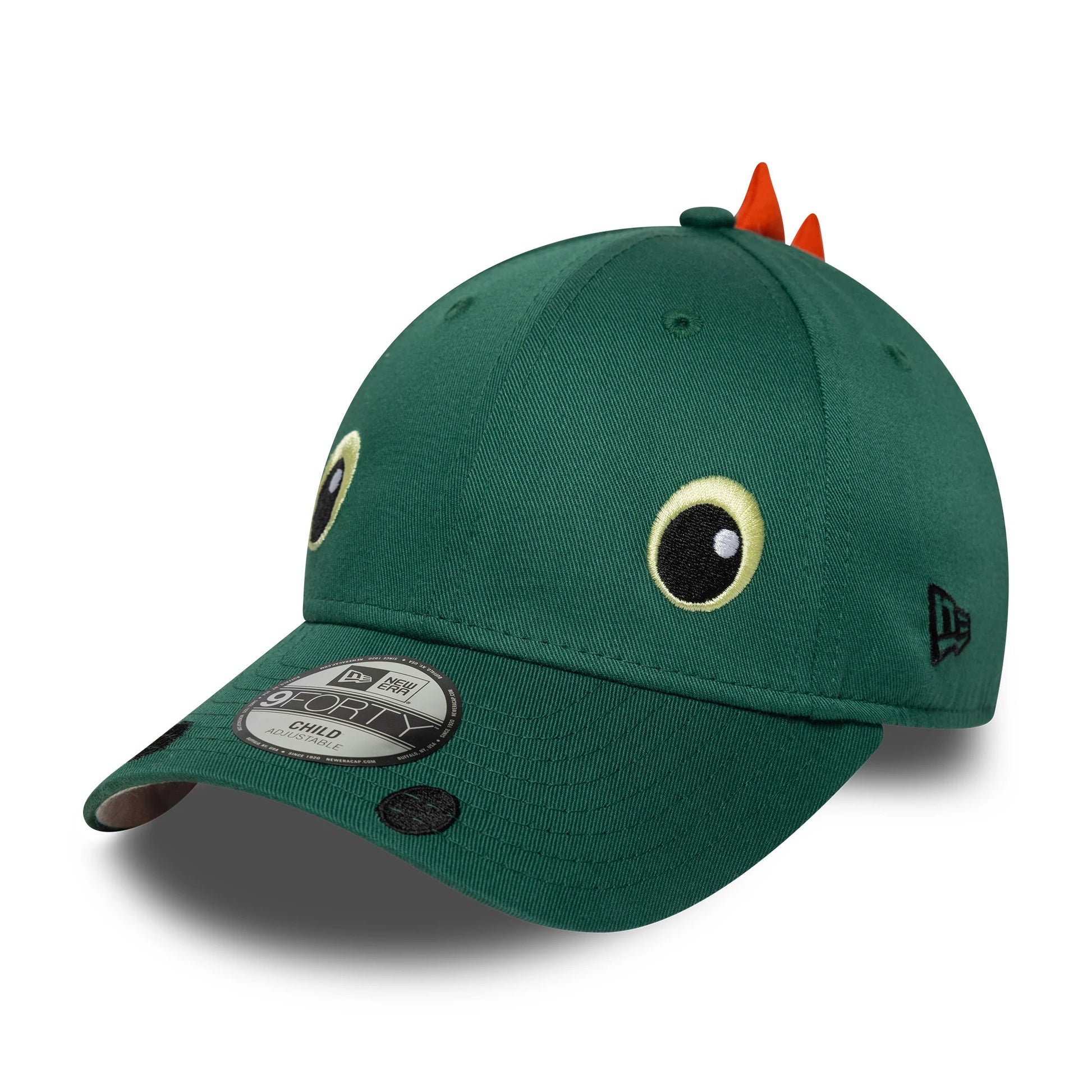 This is a Child New Era Face Green 9FORTY Adjustable Cap 1