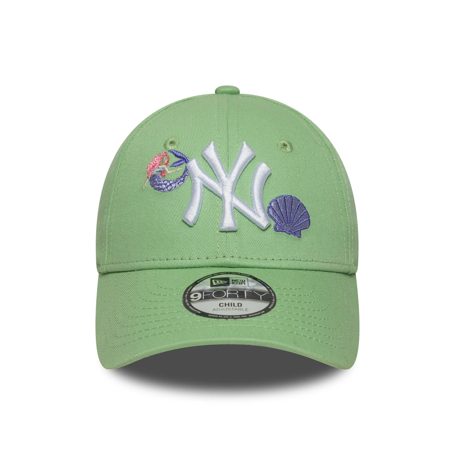 This is a New York Yankees Child MLB Nautical Icon Pastel Green 9FORTY Adjustable Cap 2