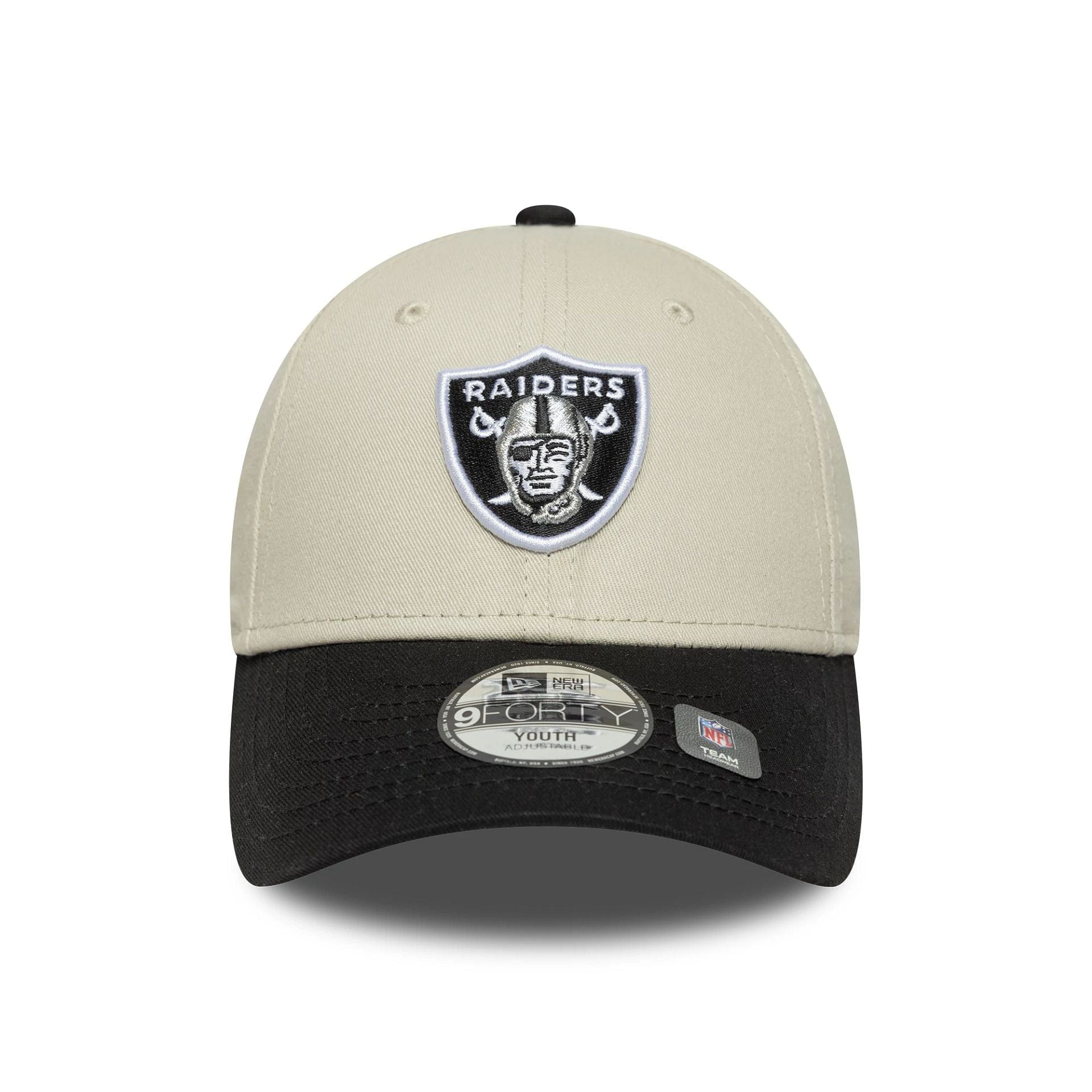 This is a Las Vegas Raiders Youth NFL Colour Block Cream 9FORTY Adjustable Cap 2