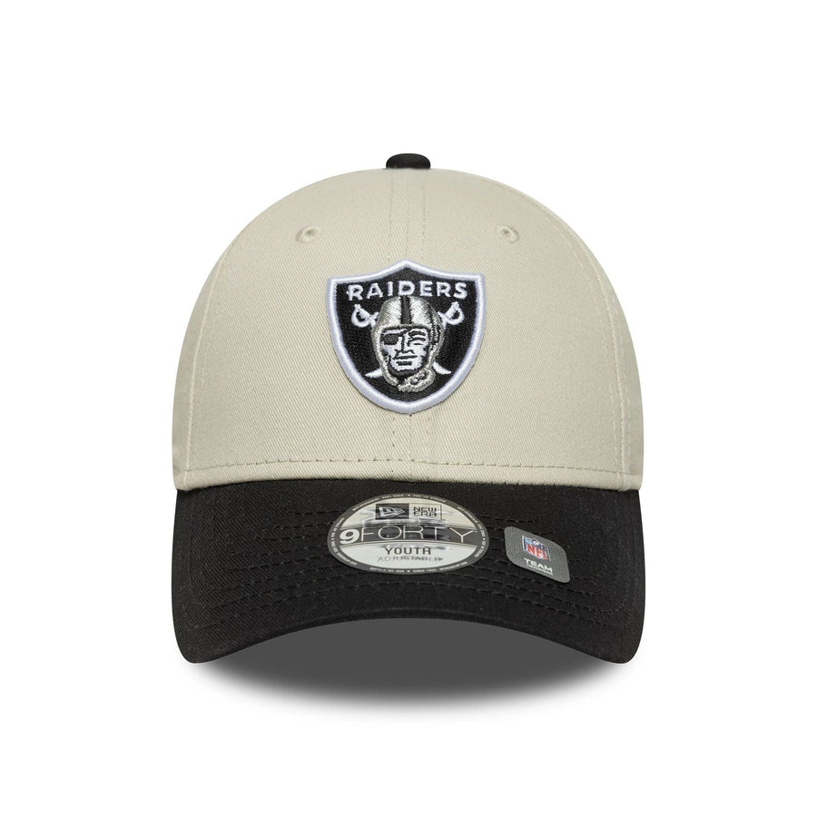 This is a Las Vegas Raiders Youth NFL Colour Block Cream 9FORTY Adjustable Cap 2