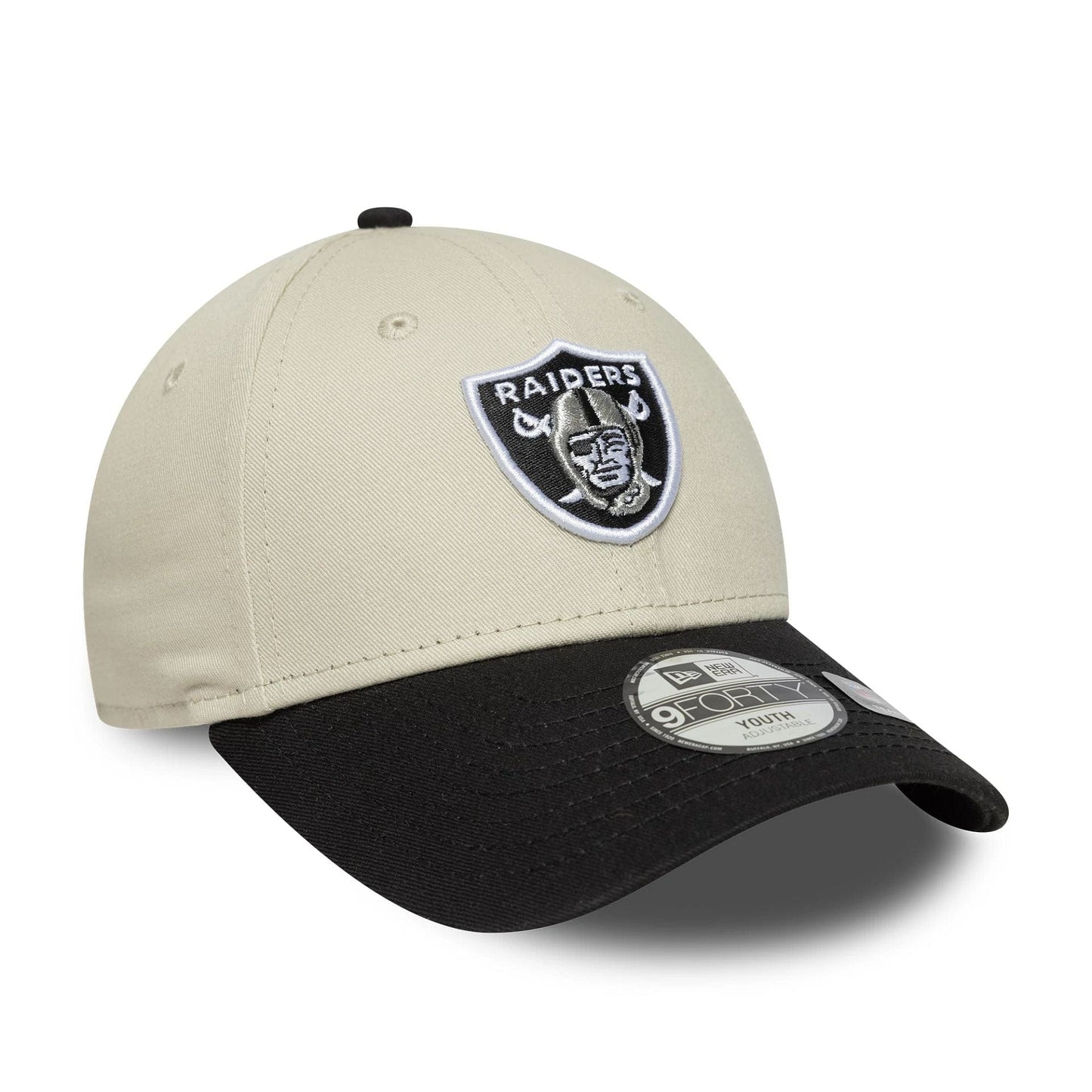 This is a Las Vegas Raiders Youth NFL Colour Block Cream 9FORTY Adjustable Cap 3