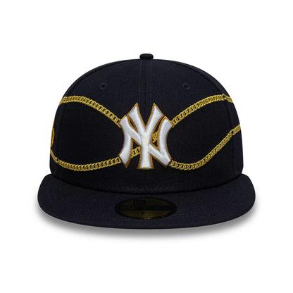This is a New York Yankees MLB Chain Wrap Navy 59FIFTY Fitted Cap 3
