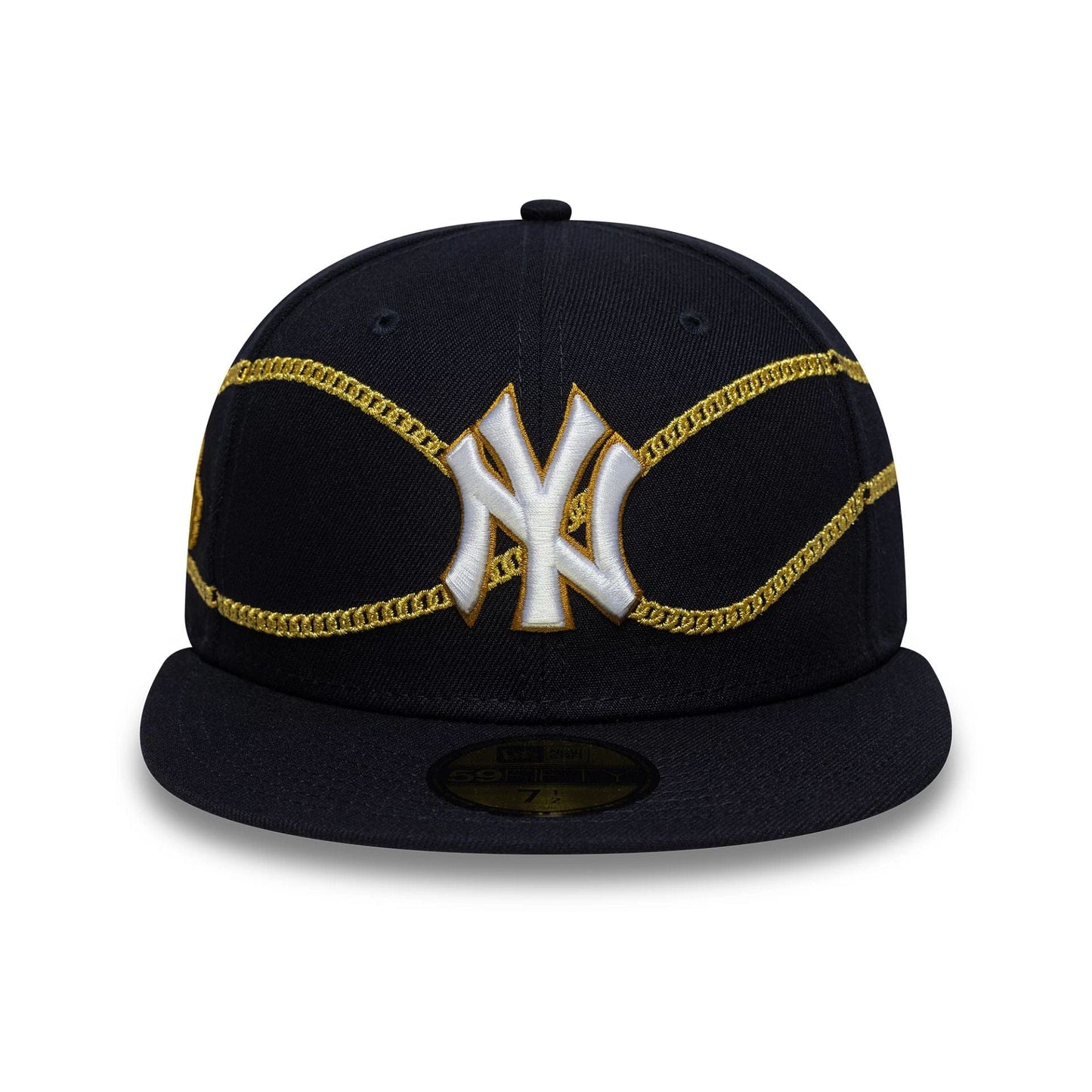 This is a New York Yankees MLB Chain Wrap Navy 59FIFTY Fitted Cap 3