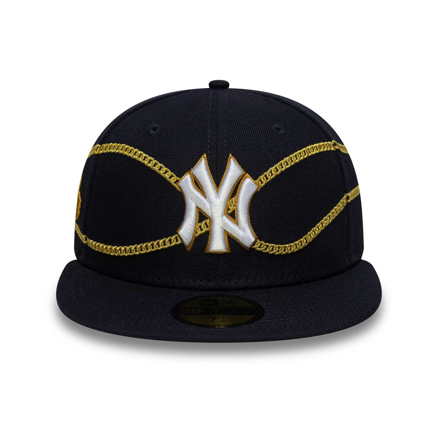 This is a New York Yankees MLB Chain Wrap Navy 59FIFTY Fitted Cap 3