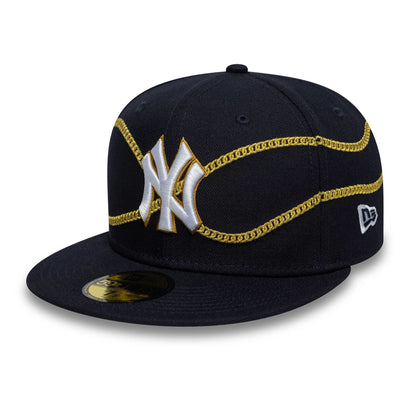 This is a New York Yankees MLB Chain Wrap Navy 59FIFTY Fitted Cap 4